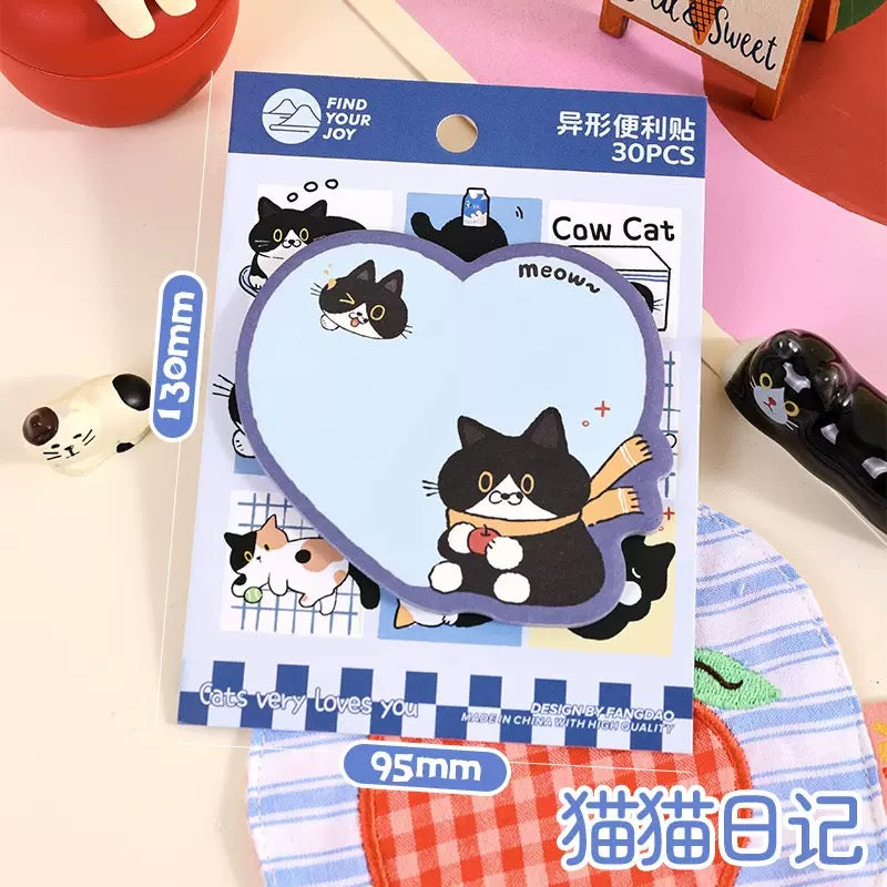 Cow Cat Kawaii Zelfklevende Notitieblaadjes (set van 4)