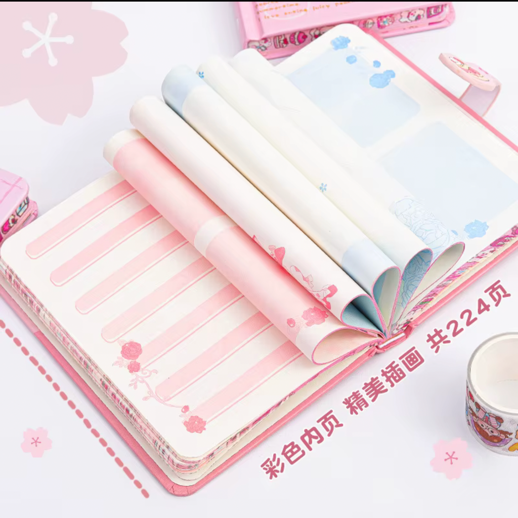 Kawaii-style Journal Notebook with magnetic closure (random 1 piece)