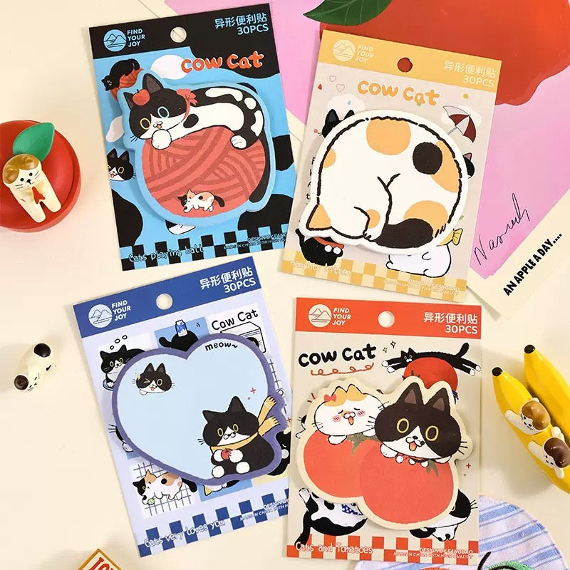 Cow Cat Kawaii Zelfklevende Notitieblaadjes (set van 4)