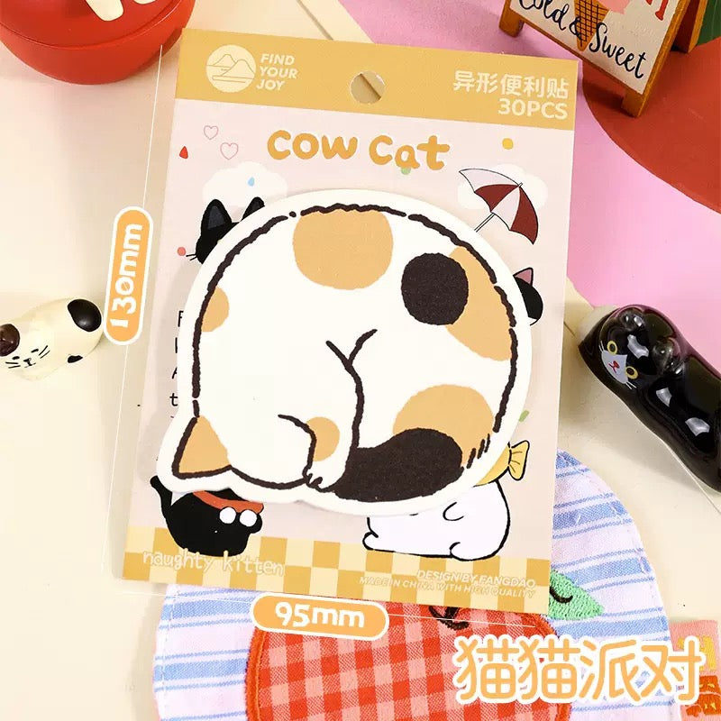 Cow Cat Kawaii Zelfklevende Notitieblaadjes (set van 4)