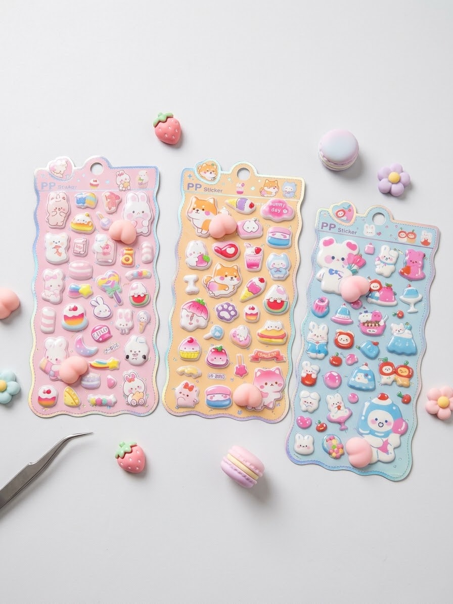 Leuke zachte 3D-cartoonstickers met billen
