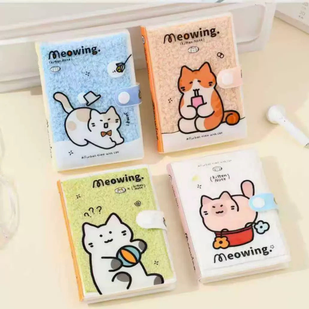 Meowing Kitten A7 Premium Mini Notitieboekjes met Pluche Kaft