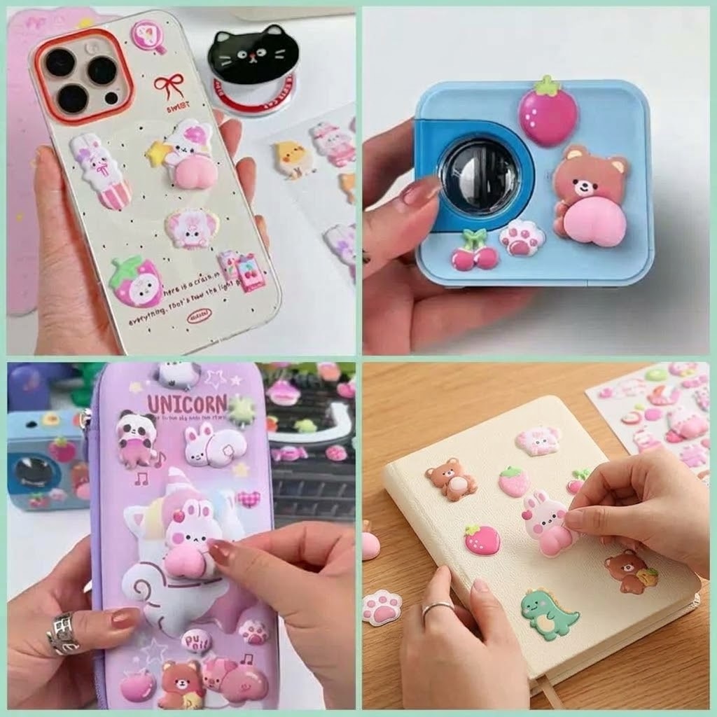 Leuke zachte 3D-cartoonstickers met billen