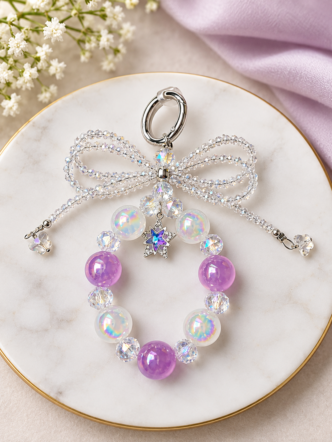 Handmade Crystal Bag Charm/ Keychain