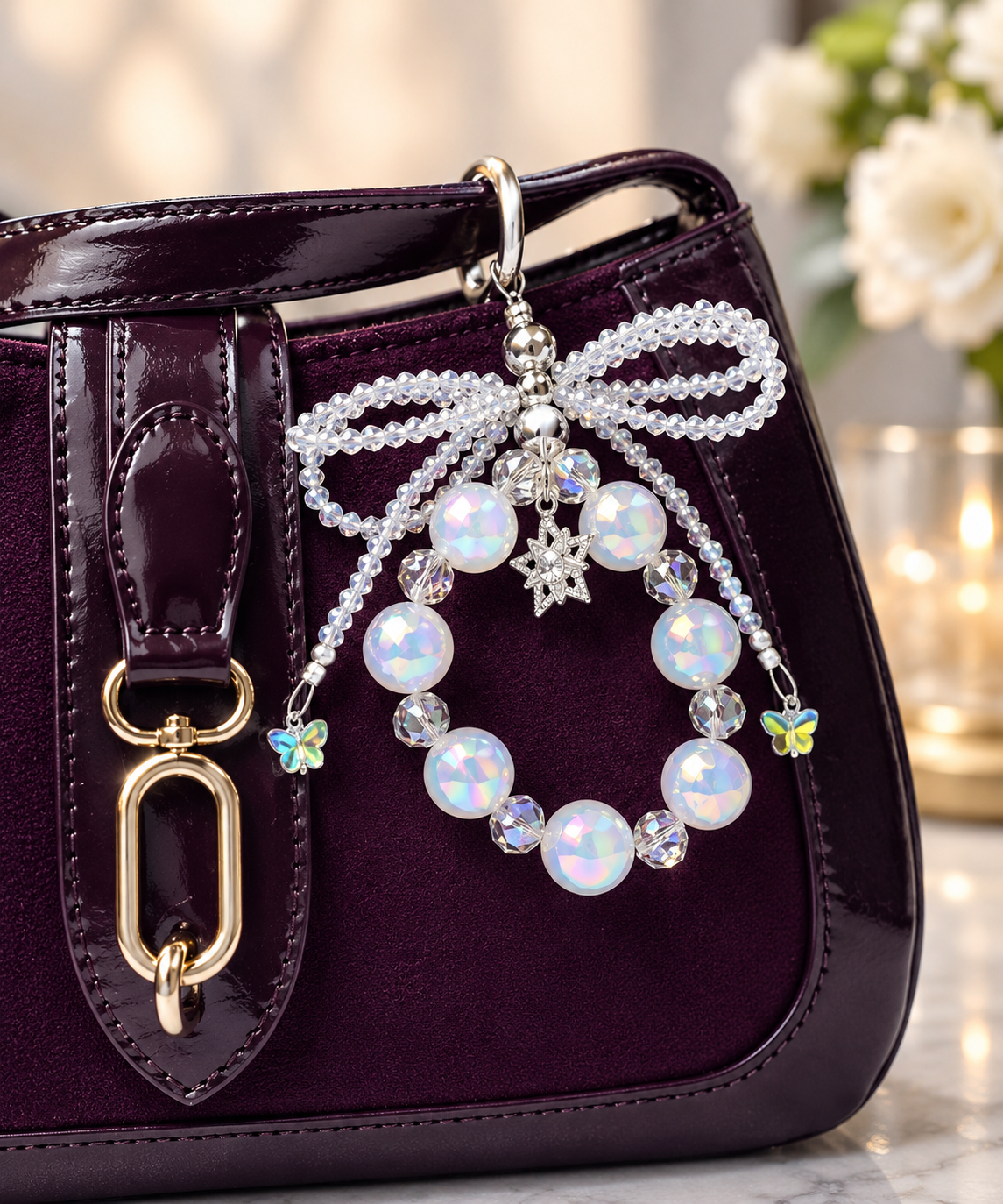 Handmade Crystal Bag Charm/ Keychain